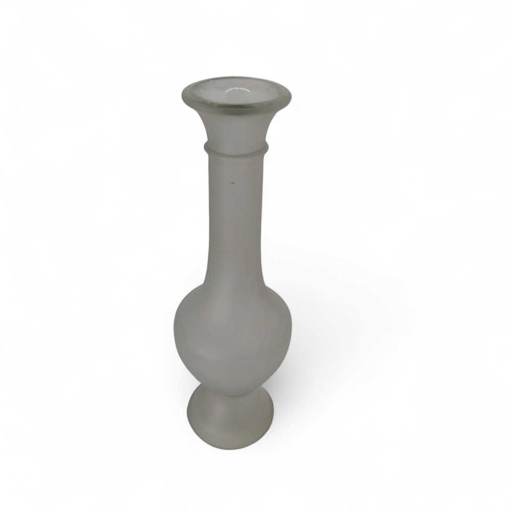 Frosted Glass Bud Vase 8" Tall Elegant Decor Table Centerpiece